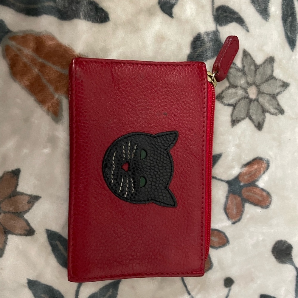 JP Ourse & Cie Red and Black Canvas Coin Pouch
